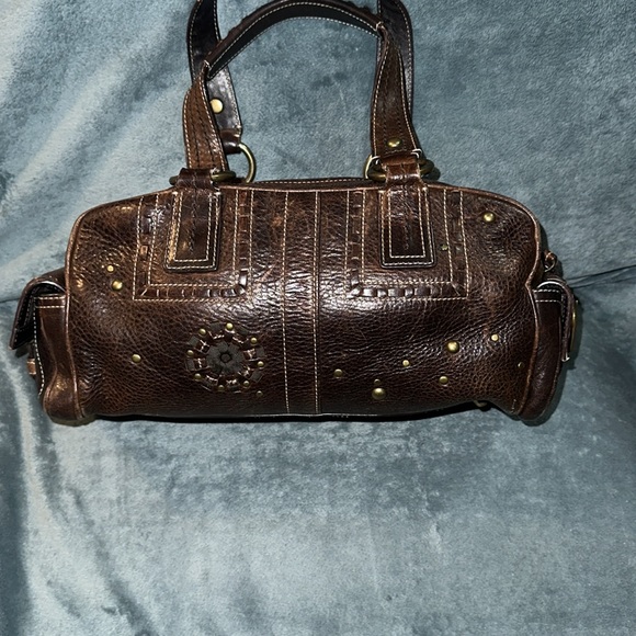 Coach distressed leather studded bag with side buckle magnetic button pockets π - Picture 4 of 14
